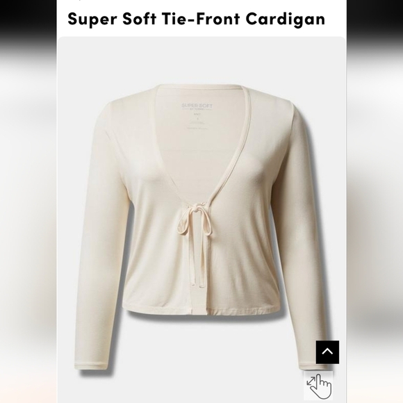 Torrid NWT Super Soft Tie-Front Cardigan cream color, plus Size 5x - Picture 6 of 13